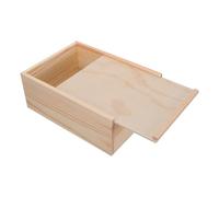 DEARMAMY Rustic Wooden Storage Box with Sliding Lid for Multipurpose Versatility, Small Rectangle Wood Container for Tabletop and Christmas Decoration Storage