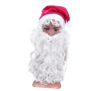 DEARMAMY Santa Claus Fake Beard Wig Set 3pc Christmas Adult Santa Hat Realistic Texture Non-toxic One Size People for Party Photo