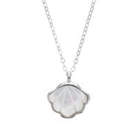 DEARMAMY Shell Pendant Clavicle Necklace for Women, Sterling Silver Shell Chain with White Gold Cross, Chic Pendant Jewelry for Valentine'S Day and Qixi Festival
