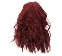 DEARMAMY Short Wavy Curly Wig for Women Vibrant Wine Color Lightweight Synthetic Hairpiece for Cosplay Parties and Festivals Fun and Unique Style