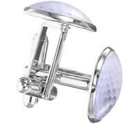 DEARMAMY Silver Golf Ball Cufflinks for Men Crystal Glass Gemstone, Metal Shirt Accessories for Groom and Business Suit, 1 Pair Mens Cuff Buttons for Wedding and Formal Wear