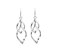 DEARMAMY Silver Leaf Earrings for Women Long Tassel Dangle Drop Double Wave Design for Jewelry Accessories and Daily Wear Occasions