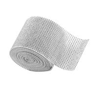 DEARMAMY Silver Rhinestone Mesh Ribbon Trim Roll 24-row Cuttable Diamond Ribbon for Wedding Cake Decorations, Party Napkin Holders, Birthday Christmas Craft Supplies