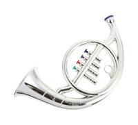 DEARMAMY Simulated French Horn Model - Silver Four-tone Abs Plastic Miniature Horn for Stage Performance And Music Education