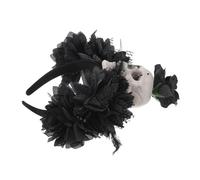 DEARMAMY Skull Flower Headband for Women Halloween Costume Decoration Spooky Bone Design Flower Crown for Day Dead Party