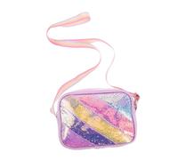 DEARMAMY Sparkly Purse with Adjustable Chain Strap Sequin Handbag Featuring Heart Star Rainbow Decorations Lightweight Cartoon Shoulder Bag for Birthday Gifts and Everyday Use