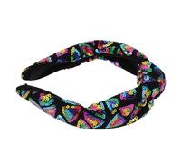 DEARMAMY Sparkly Sequin Knot Headband for Women Gradient Color Glitter Hair Band Fabric with Beaded Detail Stylish Travel and Party Accessory Easy Wear Hairband