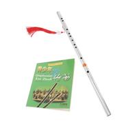 DEARMAMY Stainless Steel Dizi Flute G Key Instruction Book, Chinese Traditional Wind Instrument for Beginners, Portable Metal Woodwind Musical Instrument