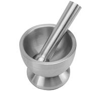 DEARMAMY Stainless Steel Garlic Masher Portable Manual Press with Silicone Cover and Hammer Silver Kitchen Tool for Home Use