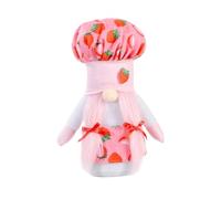 DEARMAMY Strawberry Gnome Doll Faceless Chef Hat Figurine Decorative Home Ornament for Living Office Sofa Window Display Festival Accent