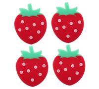 DEARMAMY Strawberry Shaped Bath Sponges 4pcs Kids Exfoliating Shower Scrubbers Cute Fruit Sponge Toys for Toddlers and Babies Bath Time Body Wash Bathroom Cleaning