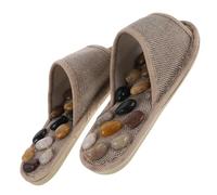 DEARMAMY Therapeutic Foot Massage Slippers with Natural Pebble Stones Non-slip Indoor Shower Sandals for Men and Women Home Spa Circulation Acupressure Shoes