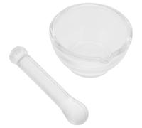 DEARMAMY Thick Base Glass Mortar and Pestle High-temperature Resistant Grinder Bowl for Kitchen and Laboratory Use Smooth Easy-clean Surface Multi-purpose Spice and Medicine Crusher