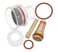 DEARMAMY Tig Welding Torch Glass Nozzle Cup Kit with Washer Rings for Wp-17/18/26 2.4mm, Lightweight Copper Body and Heat Resistant Gas Lens, Optimized Gas Coverage for Precise Welding