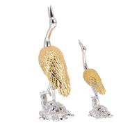 DEARMAMY Turtle Crane Ornament Incense Holder Set Metal Alloy Decorative Incense Base for Home and Office Creative Desktop Small and Large Turtle Crane Figures 2pcs Set