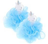 DEARMAMY Unicorn Bath Flower Set 2pcs Bath Scrubber Loofahs for Boys and Girls Soft Exfoliating Body Sponge Back Scrubber Hand Loofah Natural Sea Sponge for Shower