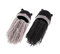 DEARMAMY Unique Knitted Viking Hat Beard Boys Viking Costume Cap for Events and Parties