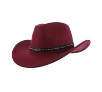 DEARMAMY Unisex Wool Felt Cowboy Hat with Wide Brim for Wild West Outfit Stylish Jazz Hat for Men and Women for Parties and Travel Comfortable Autumn and Winter Fashion Wine Red
