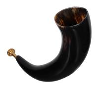 DEARMAMY Viking Blowing Horn Made from Natural Ox Horn with Metal Ring, Lightweight and Excellent Projection, for Pirate Cosplay and Halloween Festivals Decor
