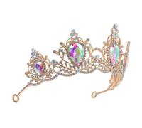 DEARMAMY Vintage Baroque Queen Crown Rhinestone Tiara Wedding Hair Jewelry Medieval Costume Headpiece for Bride Birthday Halloween Christmas