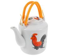 DEARMAMY Vintage Ceramic Rooster Teapot with Handle 1200ml Heat-Resistant White Home Tea Pot for Office and Household Use