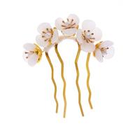 DEARMAMY Vintage Chinese Hair Sticks with White Beads and Petal Design Traditional Hanfu Hairpin for Women Handmade Floral Hair Forks for Wedding and Ancient Style