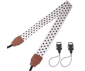DEARMAMY Vintage Cross-Body Over-the-Shoulder or Shoulder Use for Photographers Strap Adjustable Cotton Cloth Neck, White, Hands-Free Carrying Camera