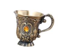 DEARMAMY Vintage Metal Wine Goblet Mini Engraved Shot Glass Retro Desktop Ornament for Home Bar Wedding Party