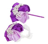 DEARMAMY Wedding Corsage Suit Wrist Flowers for Wedding Wrist Flower Corsages for Women Purple Rhinestones