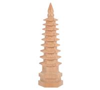 DEARMAMY Wenchang Tower Statue Wood Pagoda Figurine Good Luck Table Sculpture Buddhism Temple Decoration Chinese Collectible Artifacts 18cm