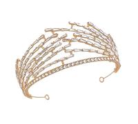 DEARMAMY White Gauze Crown Alloy Rhinestone Hairband Baroque Bridal Crown Wedding Hairbands Wedding Accessory for Bride