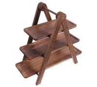 DEARMAMY Wooden 3 Tier Serving Tray, Foldable Three Tiered Cupcake Stand Rustic Serving Platter Farmhouse Tiered Tray Food Display Tray for Wedding Birthday Party