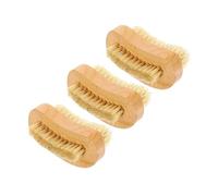 DEARMAMY Wooden Fingernail Brush 3pcs Set Double-sided Natural Beech Pig Bristle Nail Cleaner Portable Professional Nail Scrubber for Daily Manicure and Hand Care