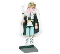 DEARMAMY Wooden Nutcracker Christmas Decoration 30Cm Green Cloak Snowflake King Nutcracker Puppet Figurine for Xmas Party Desktop Ornament