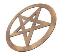 DEARMAMY Wooden Pentacle Altar Tile Brown Five-Pointed Star Ritual Ornament Spiritual Altar Decor Witchcraft Supply Wall Hanging Household Adornment