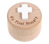 DEARMAMY Wooden Rosary Box for First Communion Lid, Small Vintage Jewelry Organizer Case for Rings, Necklaces, and Earrings, Portable Keepsake Storage Box for Religious Beads