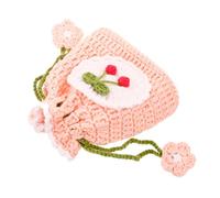 DEARMAMY Woven Coin Bag Handmade Drawstring Crochet Bag Small for Change Storage and Earphone Pouch for Storage Use in Daily Life