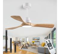 dearnow Ceiling Fan 42 Inch Remote Control Wooden Ceiling Fan Indoor Outdoor with 3 Wooden Blades for Patio Living Room Dining Room