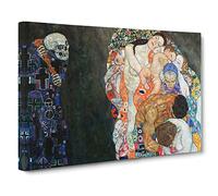 Death And Life By Gustav Klimt Canvas Print | Gallery Wrapped 30mm Frame Wall Art | 20x14 inches | Ready to Hang | Classic Picture | Living Room Bedroom Lounge Office