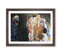 Death And Life By Gustav Klimt Classic Painting Framed Print | A4 Walnut Framed Wall Art | Ready to Hang | Classic Historical Picture | Living Room Bedroom Lounge Office