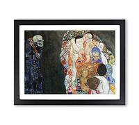 Death And Life By Gustav Klimt Classic Painting Framed Wall Art Print, Ready to Hang Picture for Living Room Bedroom Home Office Décor, Black A3 (46 x 34 cm)