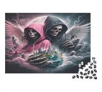 Death Angels Fantasy 1000 Pc Jigsaw Puzzle Bundle Family Puzzle Lovers Stress Relief Puzzle Gift for Kids Puzzle Beginners 38x26cm/1000pcs