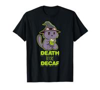 Death Before Decaf Cat Coffee Bean Cafe Otaku Comics Hot Cup T-Shirt