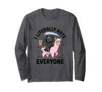 Death Before Decaf Grim Reaper Llama Coffee Long Sleeve T-Shirt