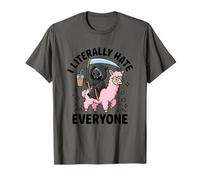 Death Before Decaf Grim Reaper Llama Coffee T-Shirt