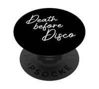 Death Before Disco, Funny 70s Casual Script PopSockets Adhesive PopGrip
