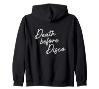 Death Before Disco, Funny 70s Casual Script Zip Hoodie