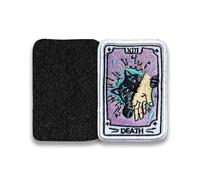 Death Cat Tarot Card Hook and Loop Patches Funny Tarot Death, Cat Lover, Cats Cute Embroidered Fabric Applique 3 Inches Morale Patch for Trucker Hats Backpack, Jackets DIY Accessories Christmas Gifts