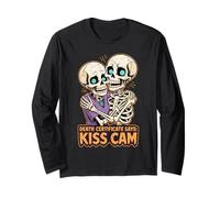Death Certificate says kiss cam Hugging Skeleton Couple Long Sleeve T-Shirt