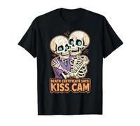 Death Certificate says kiss cam Hugging Skeleton Couple T-Shirt